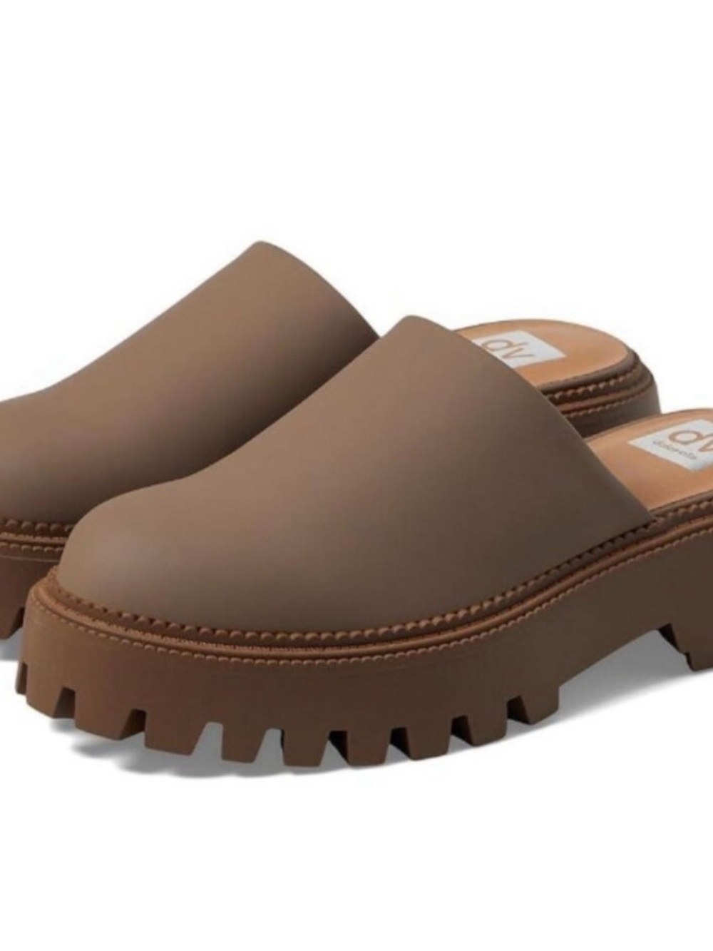 Dolce Vita Taupe Brown Chunky Lug Platform Mules